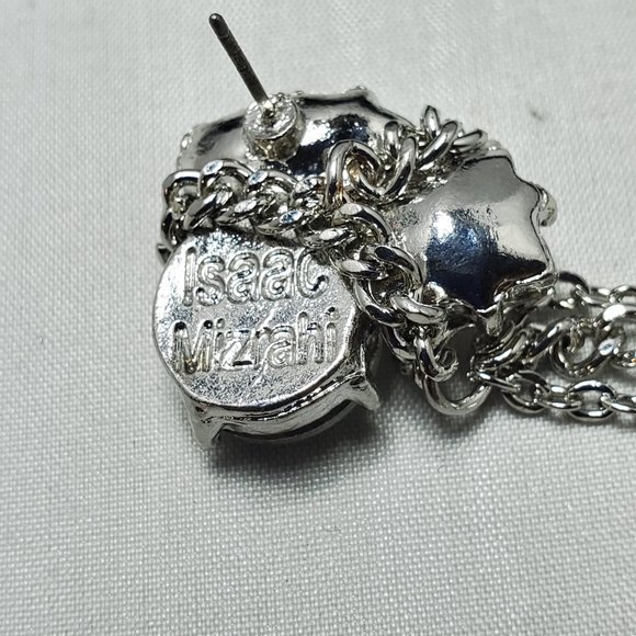 Isaac Mizrahi multi shape rhinestone cluster chain fringe silver earring - Picture 6 of 7